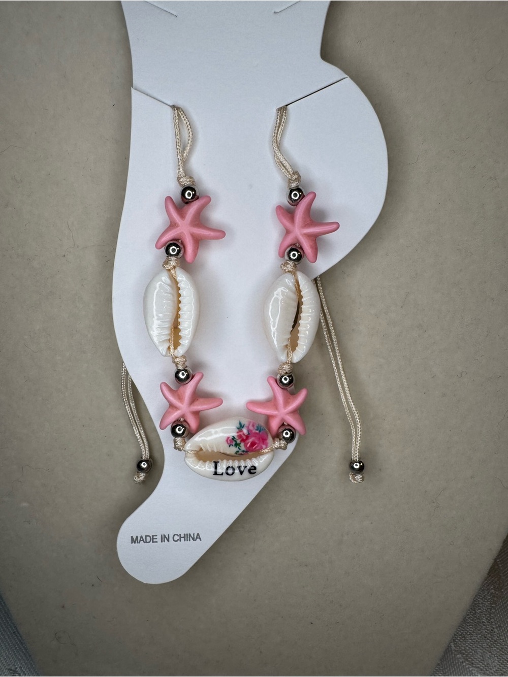 New Ellas Pink Starfish & Shell Anklet